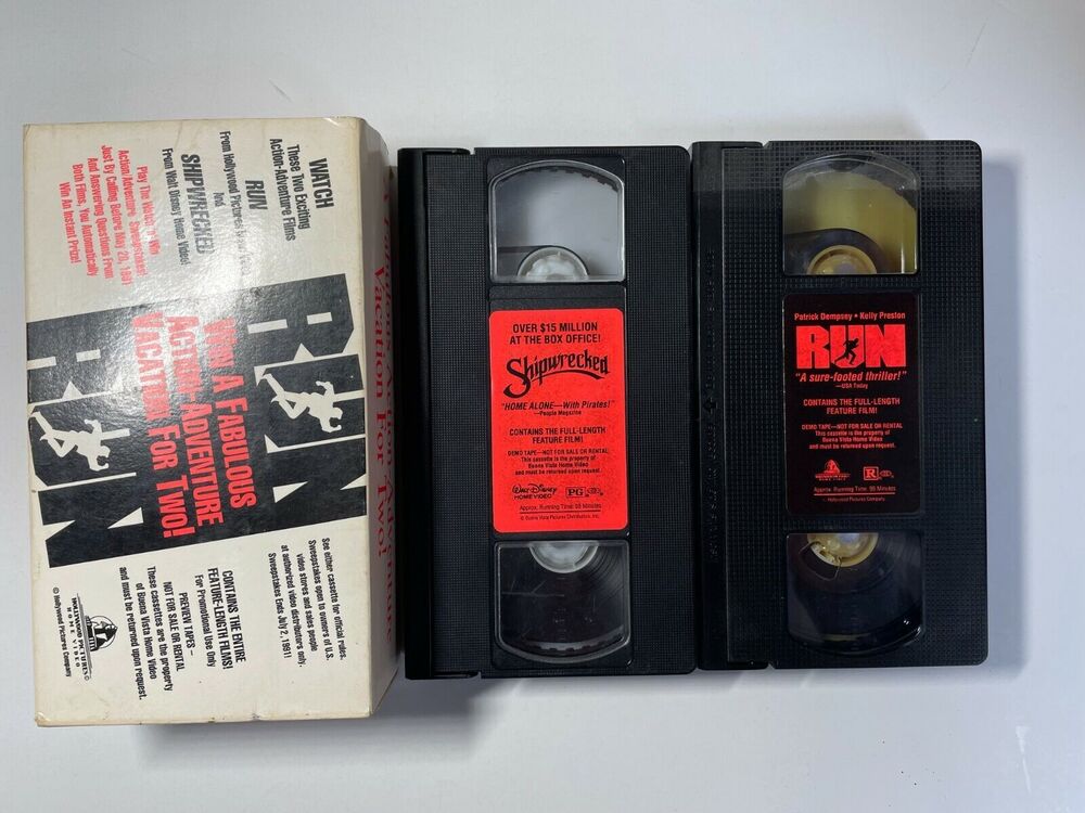 Walt Disney Home Video Shipwrecked and Run Demo Rare VHS 2 movies